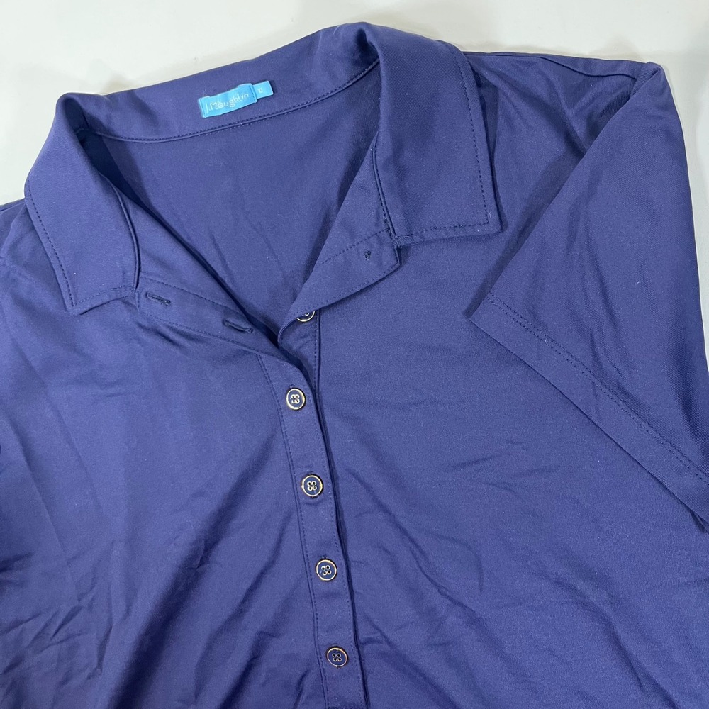 J McLaughlin Polo Shirt Women XL Blue Short Sleeve Catalina Preppy Golf Tennis
